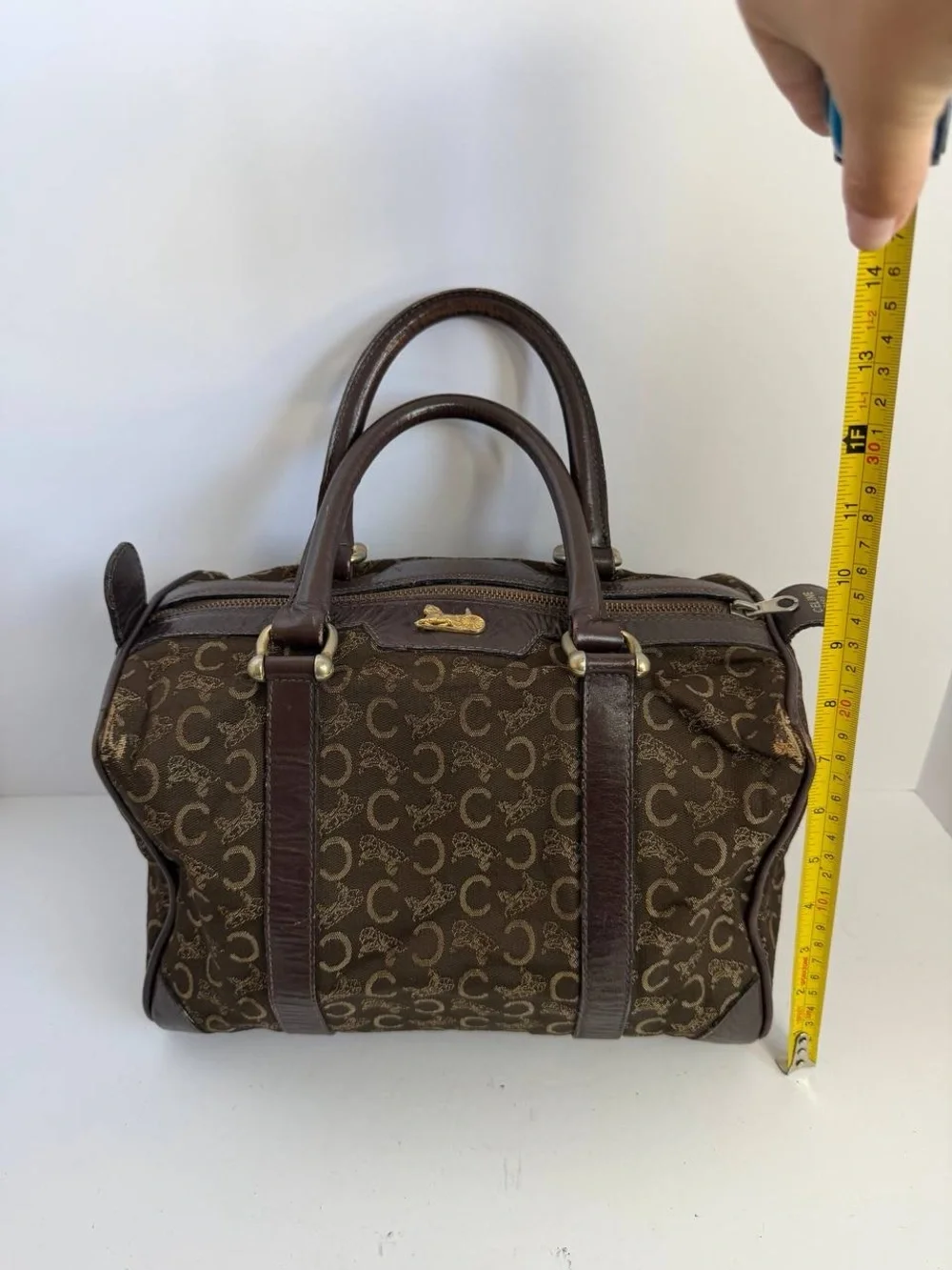 Vintage Old Celine Boston Bag Monogrammed Canvas